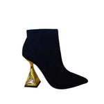 Carica l'immagine nel visualizzatore Galleria, STIVALETTO NERO CON TACCO ORO