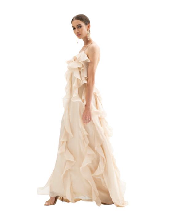 ABITO LUNGO CON VOLANT