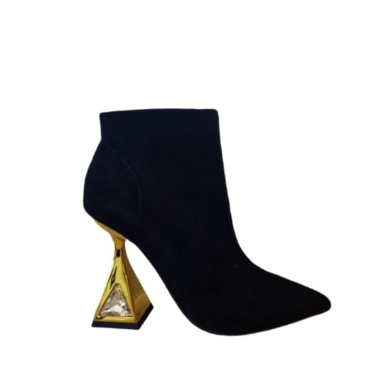 STIVALETTO NERO CON TACCO ORO