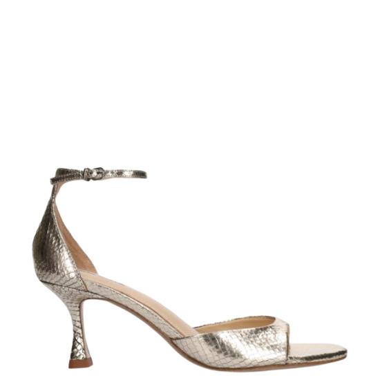 SANDALO PLATINO IN PELLE LAMINATA