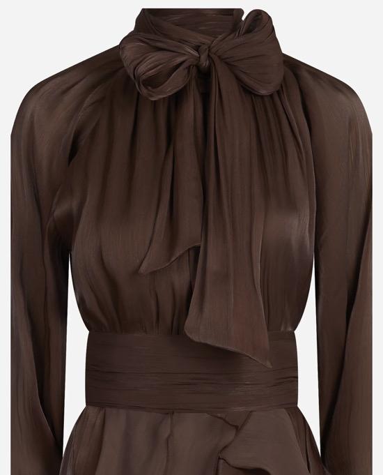 ABITO IN SATIN CON ROUGE
