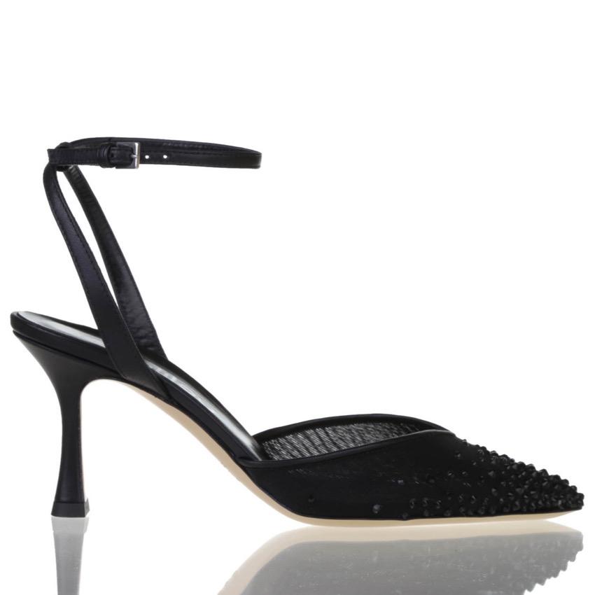 DECOLLETE' NERA CON RETE DI STRASS