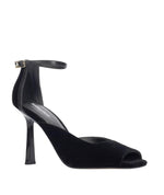 Carica l&#39;immagine nel visualizzatore Galleria, SANDALO IN VELLUTO NERO PUNTA SQUADRATA
