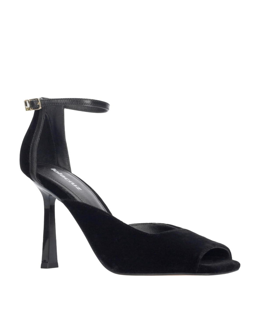 SANDALO IN VELLUTO NERO PUNTA SQUADRATA