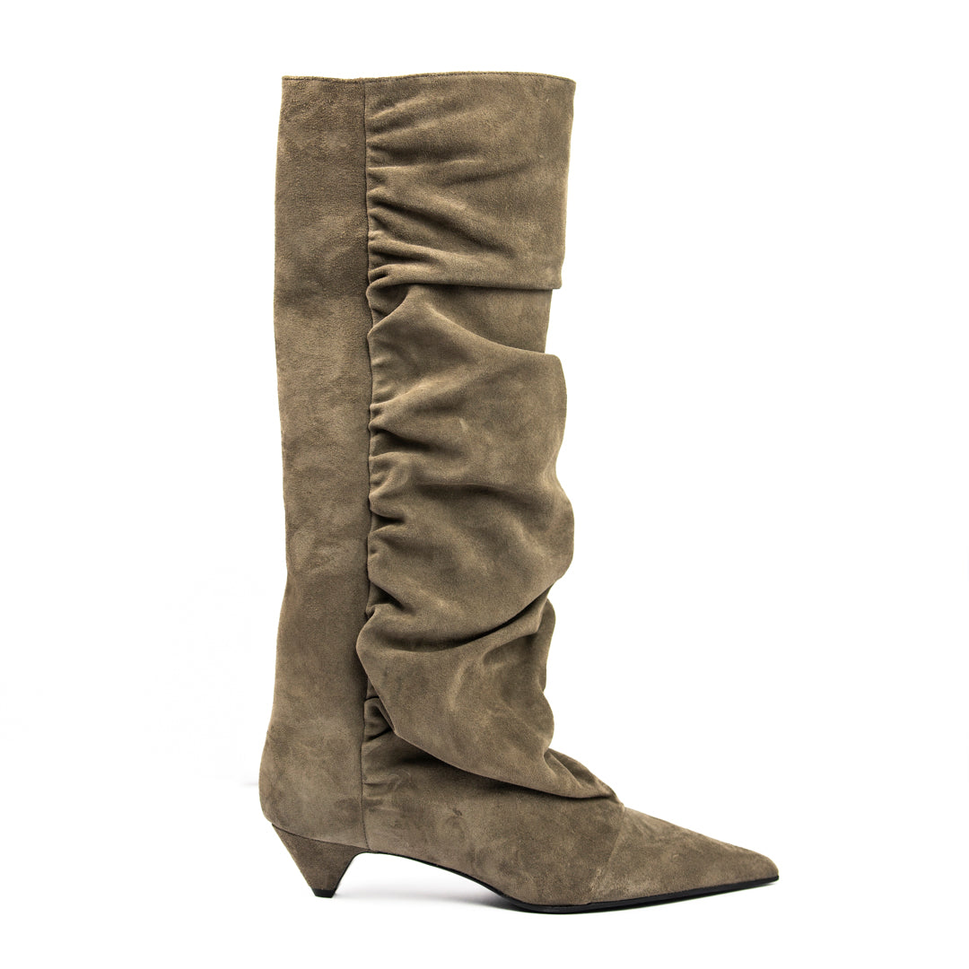 STIVALE IN PELLE SCAMOSCIATA CON DRAPPEGGIO