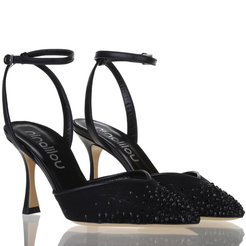 DECOLLETE' NERA CON RETE DI STRASS