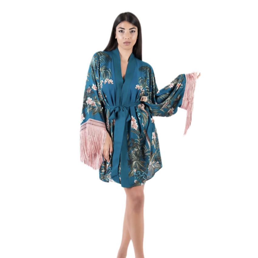 KIMONO CORTO CON FRANGIA OTTANIO