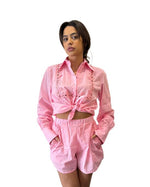 Carica l'immagine nel visualizzatore Galleria, CAMICIA CORTA CON MACRAME'
