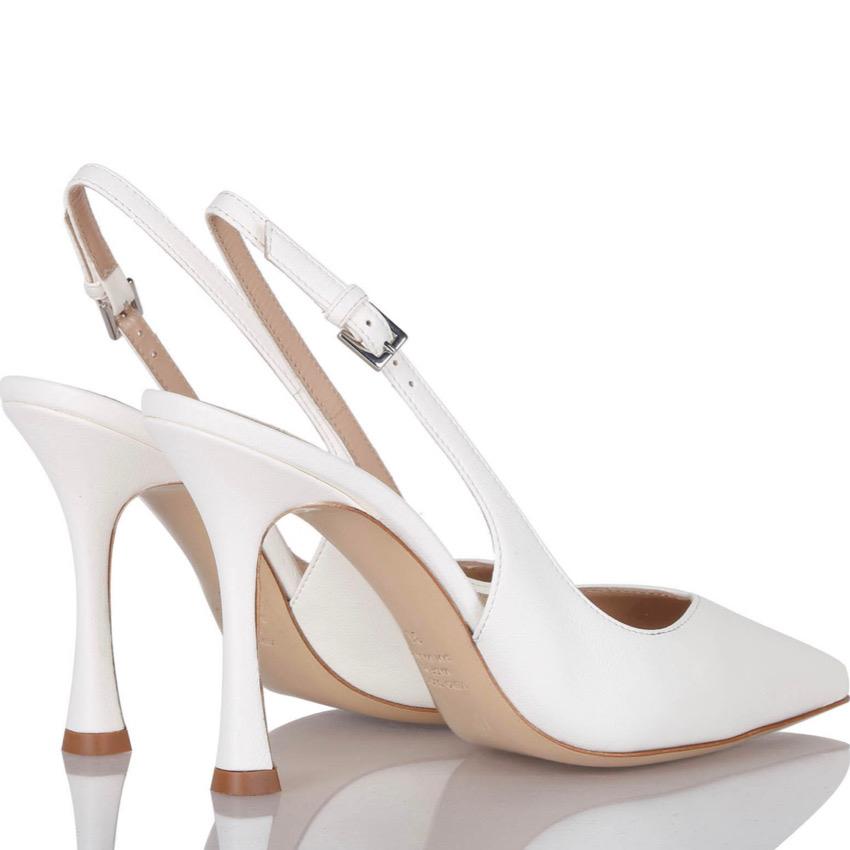 DECOLLETE' IN PELLE AVORIO CON SCOLLO CUORE