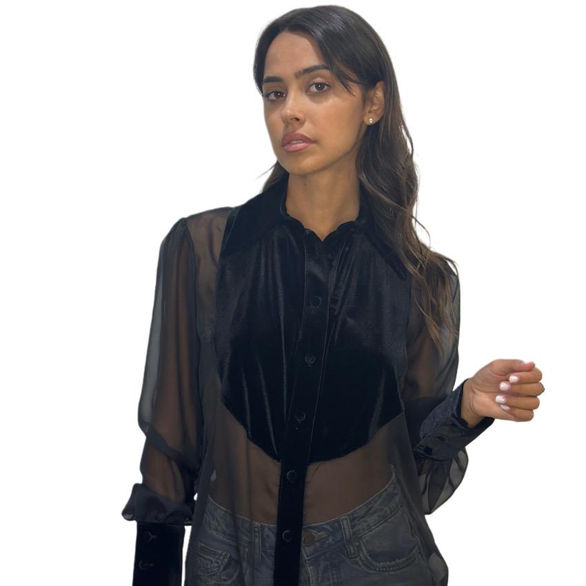 CAMICIA CON DETTAGLIO VELLUTO N.