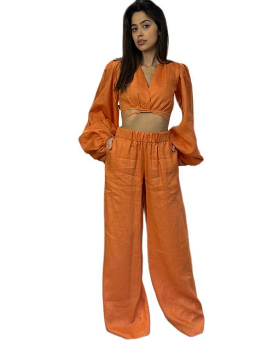 TOP IN LINO ARANCIONE