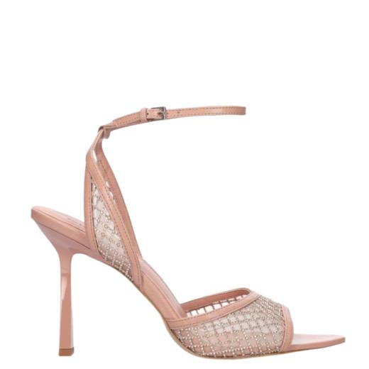 SANDALO NUDE CON RETE DI STRASS