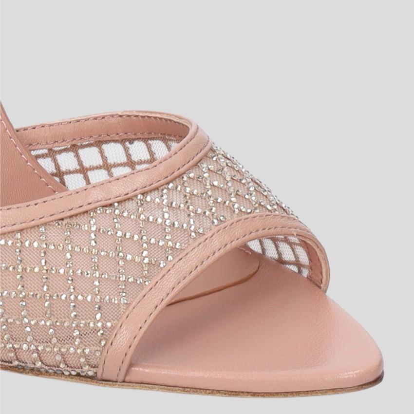 SANDALO NUDE CON RETE DI STRASS