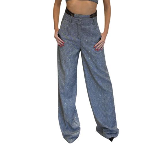 PANTALONE SPIGATO CON STRASS